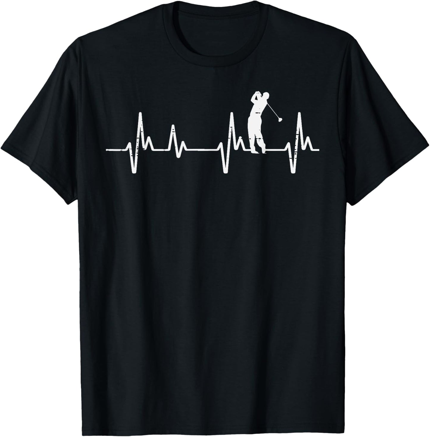 Golf Heartbeat Love Golfing Golfer Player Dad Men Women Kid T-Shirt - T-Shirt | Black
