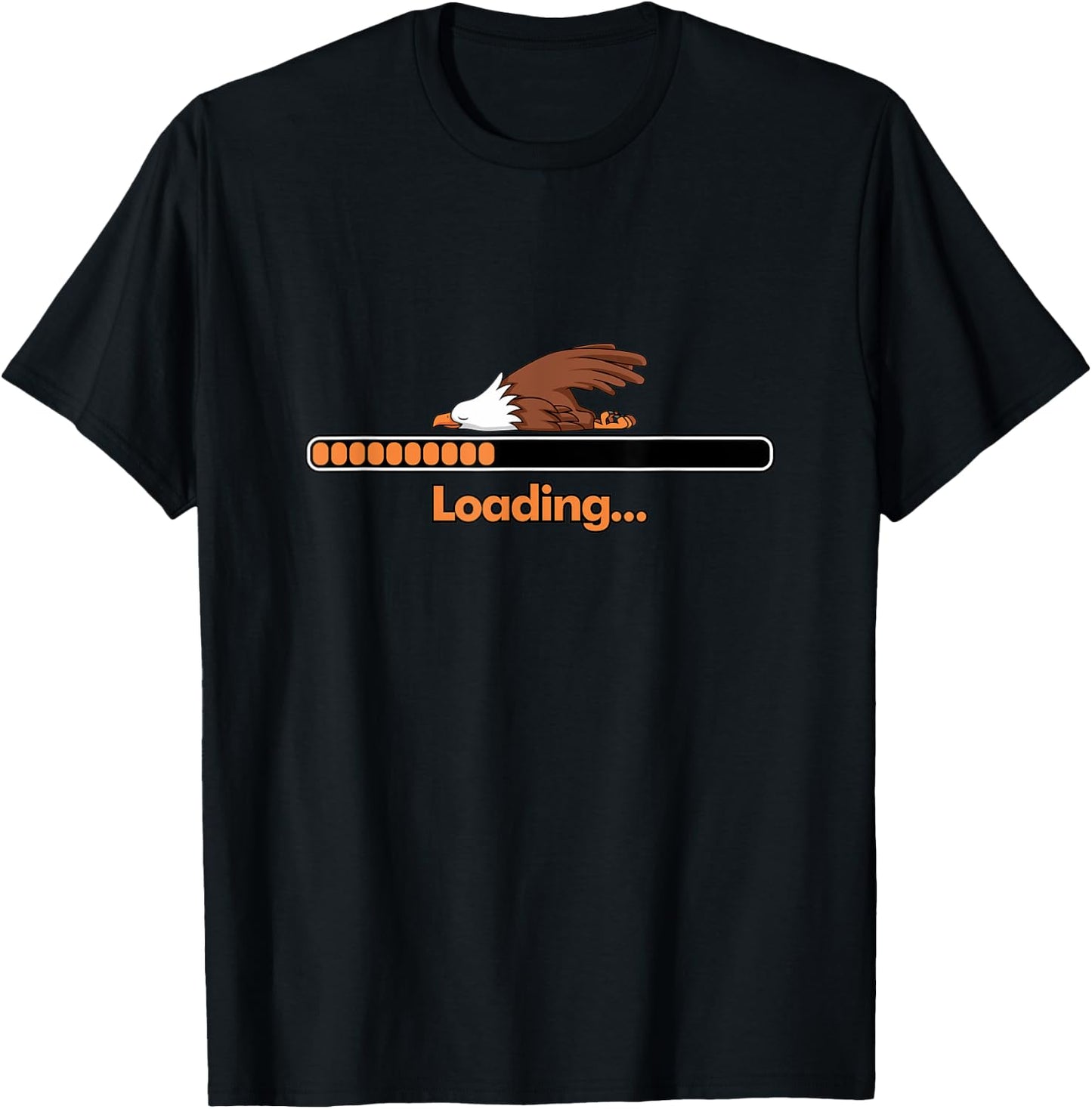 Sleep Loading Sleeping Lazy Nap Gamer American Bald Eagle T-Shirt - T-Shirt | Black