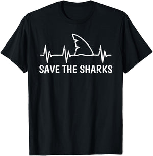 Save The Shark Ocean Sea Animal Men Women Kids T-Shirt - T-Shirt | Black