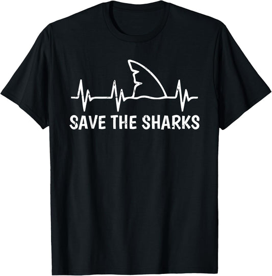 Save The Shark Ocean Sea Animal Men Women Kids T-Shirt - T-Shirt | Black