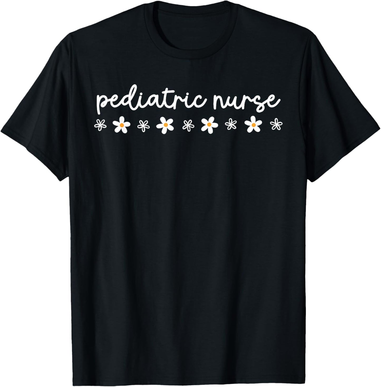 Pediatric Nurse Daisy Flower PEDS Crew RN Pediatric T-Shirt - T-Shirt | Black