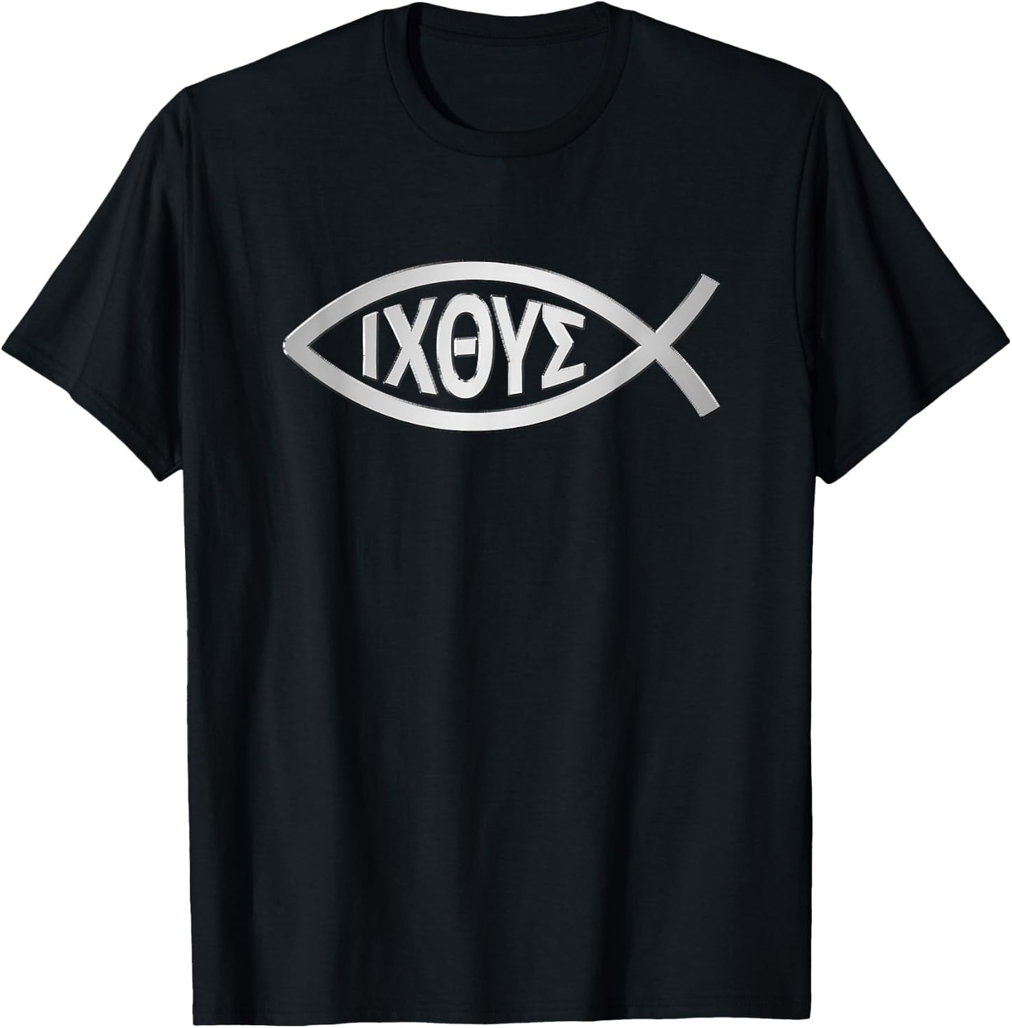 Christian Shirt - Ichthys Jesus Fish Symbol Emblem - Faith T-Shirt - T-Shirt | Black