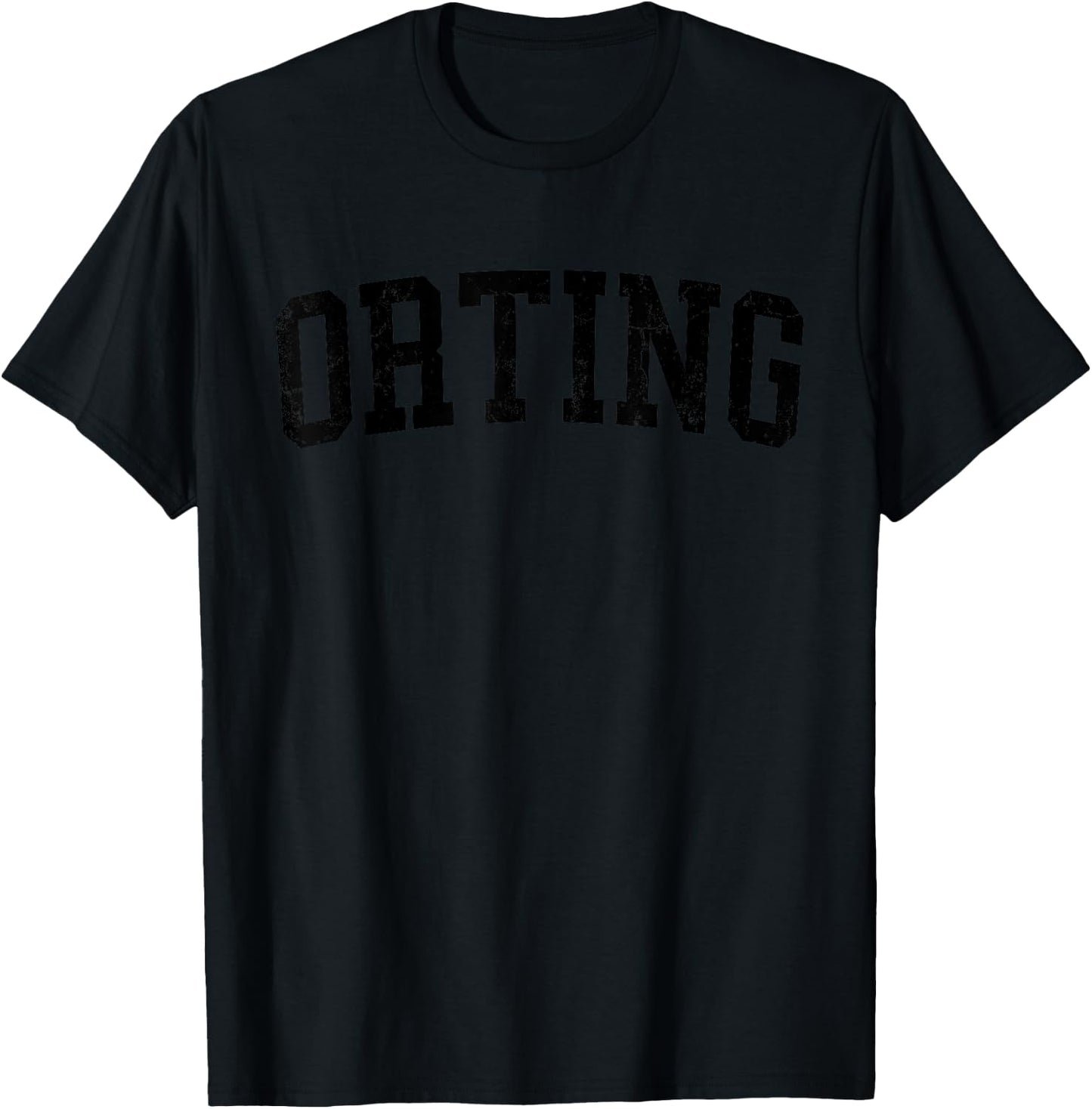 Vintage Orting WA Distressed Black Varsity Style T-Shirt - T-Shirt | Black
