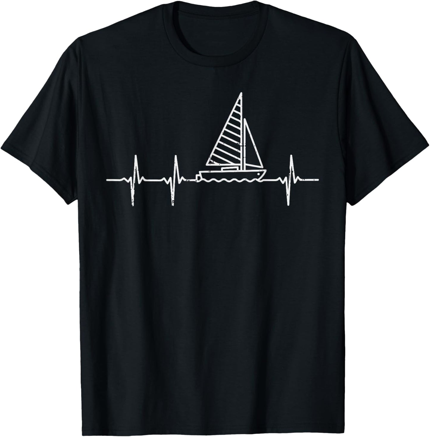 Sailboat Heartbeat Sailing Medical Nurse Boat Lover Gift T-Shirt - T-Shirt | Black