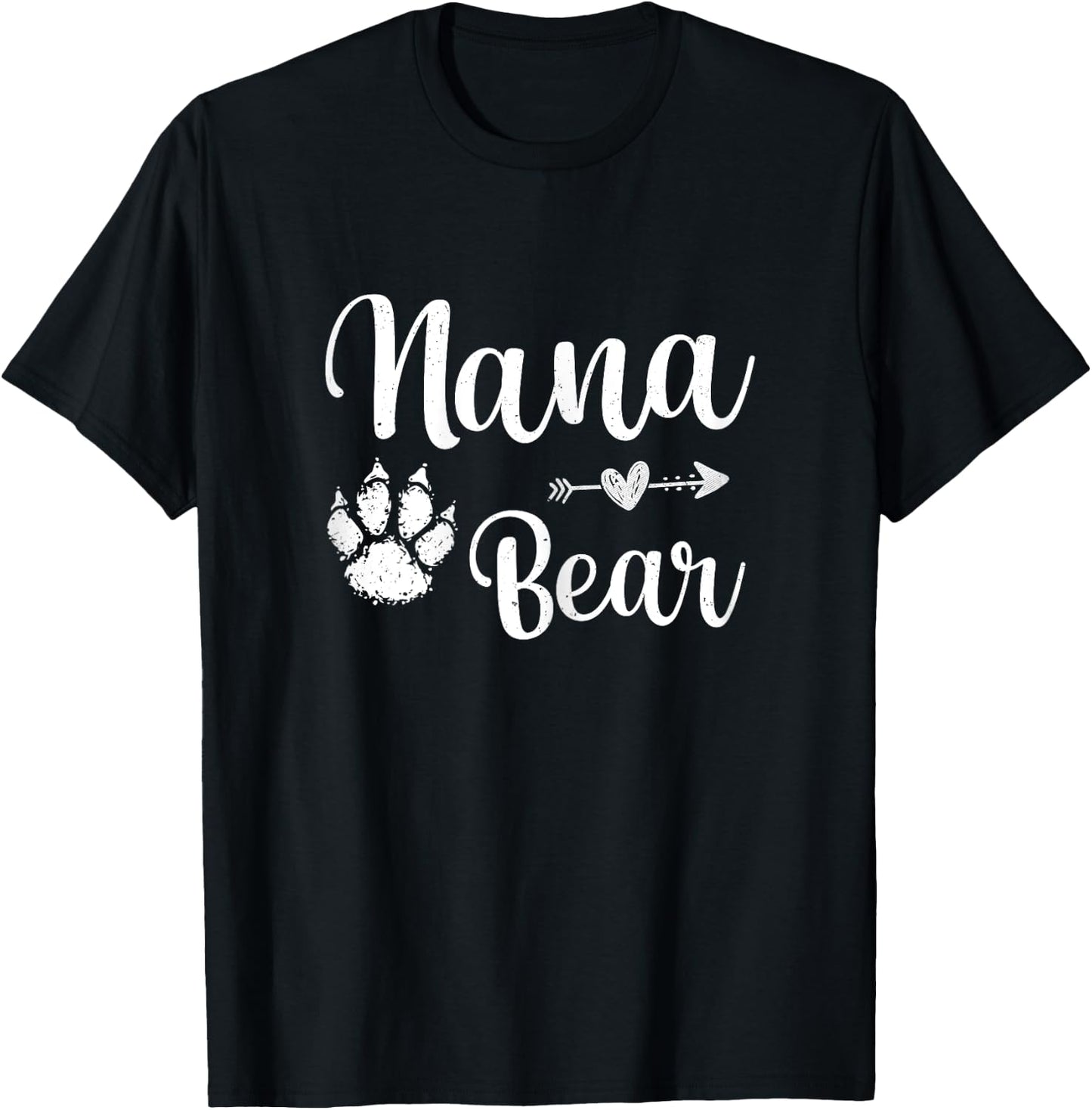 Cute Nana Bear Happy Mothers Day Nana Bear Paw Print Women T-Shirt - T-Shirt | Black