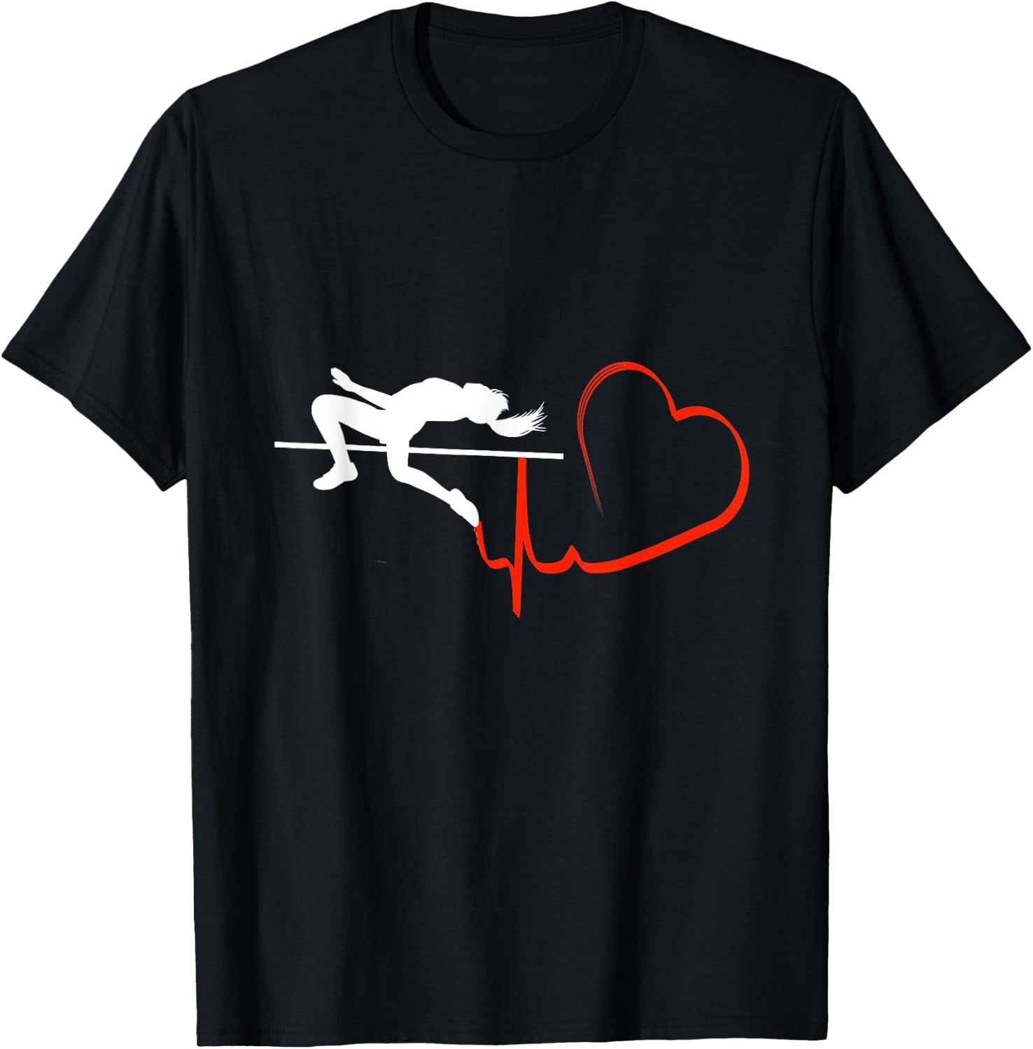 High Jump Girl Heartbeat Funny Track & Field Athletics T-Shirt - T-Shirt | Black