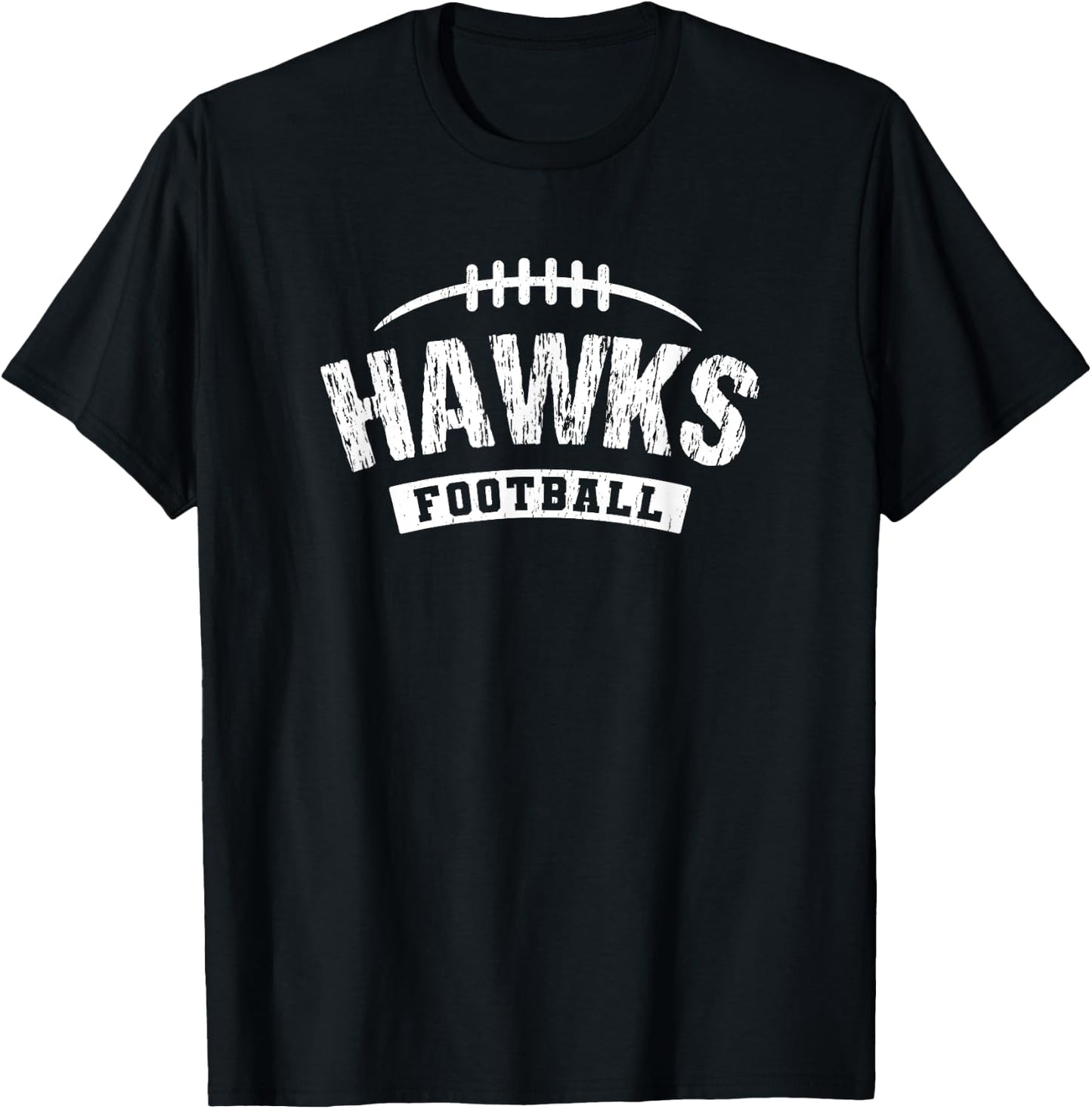 Hawks Red Oak Football Distressed HS T-Shirt - T-Shirt | Black