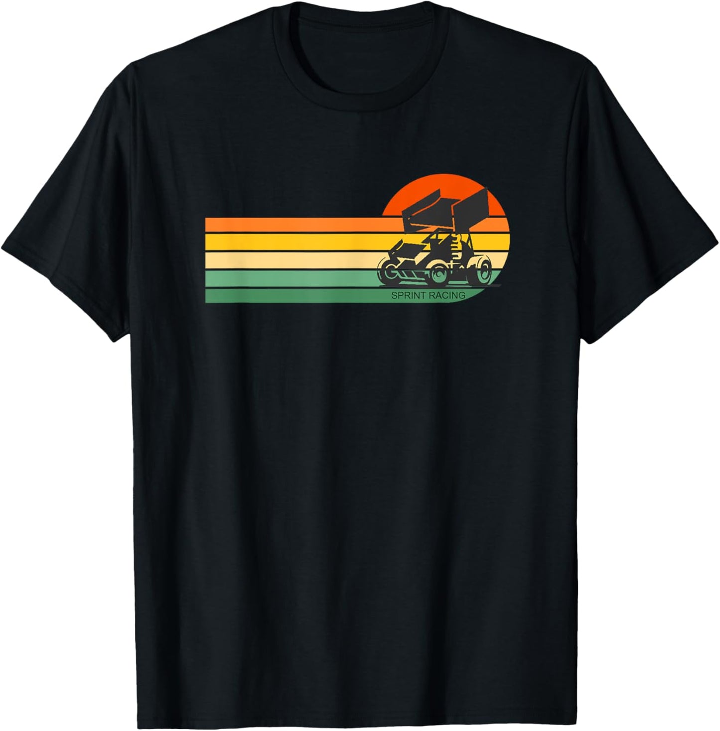 Retro Sprint Car Dirt Track Racing Racetrack T-Shirt - T-Shirt | Black