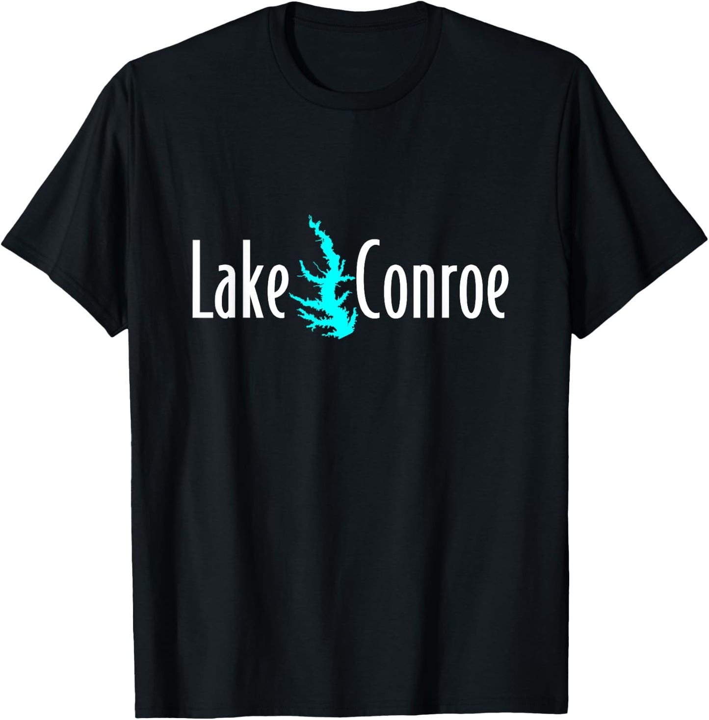 Minimalist Lake Conroe - Texas T-Shirt - T-Shirt | Black