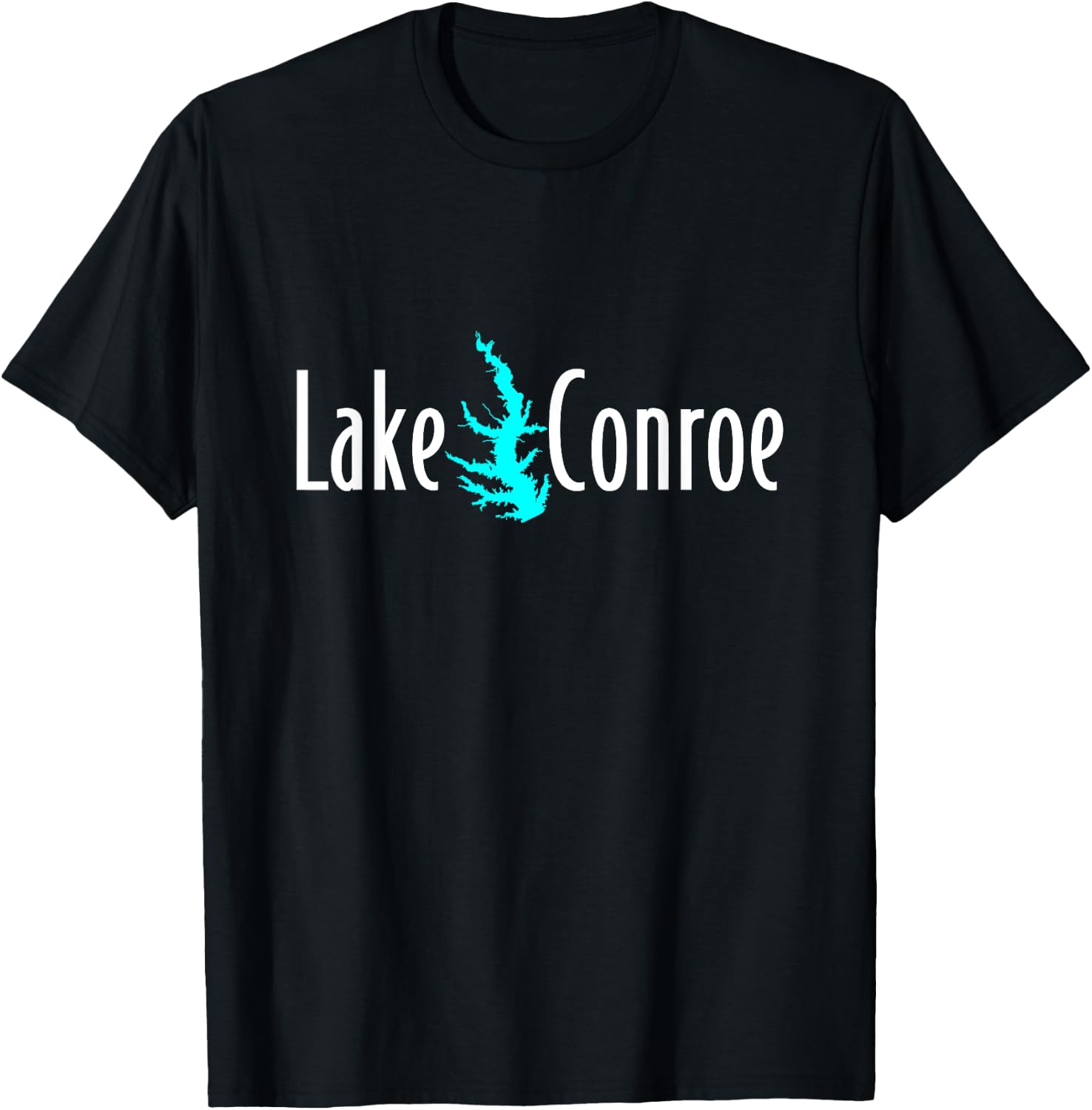 Minimalist Lake Conroe - Texas T-Shirt - T-Shirt | Black