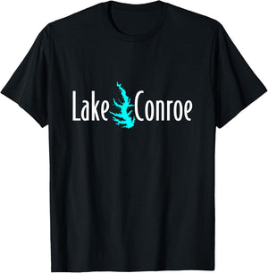 Minimalist Lake Conroe - Texas T-Shirt - T-Shirt | Black