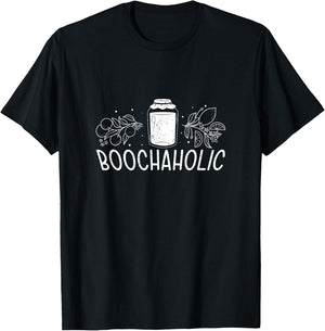 Boochaholic Fermented Booch Drink Fans Funny Kombucha Brewer T-Shirt - T-Shirt | Black