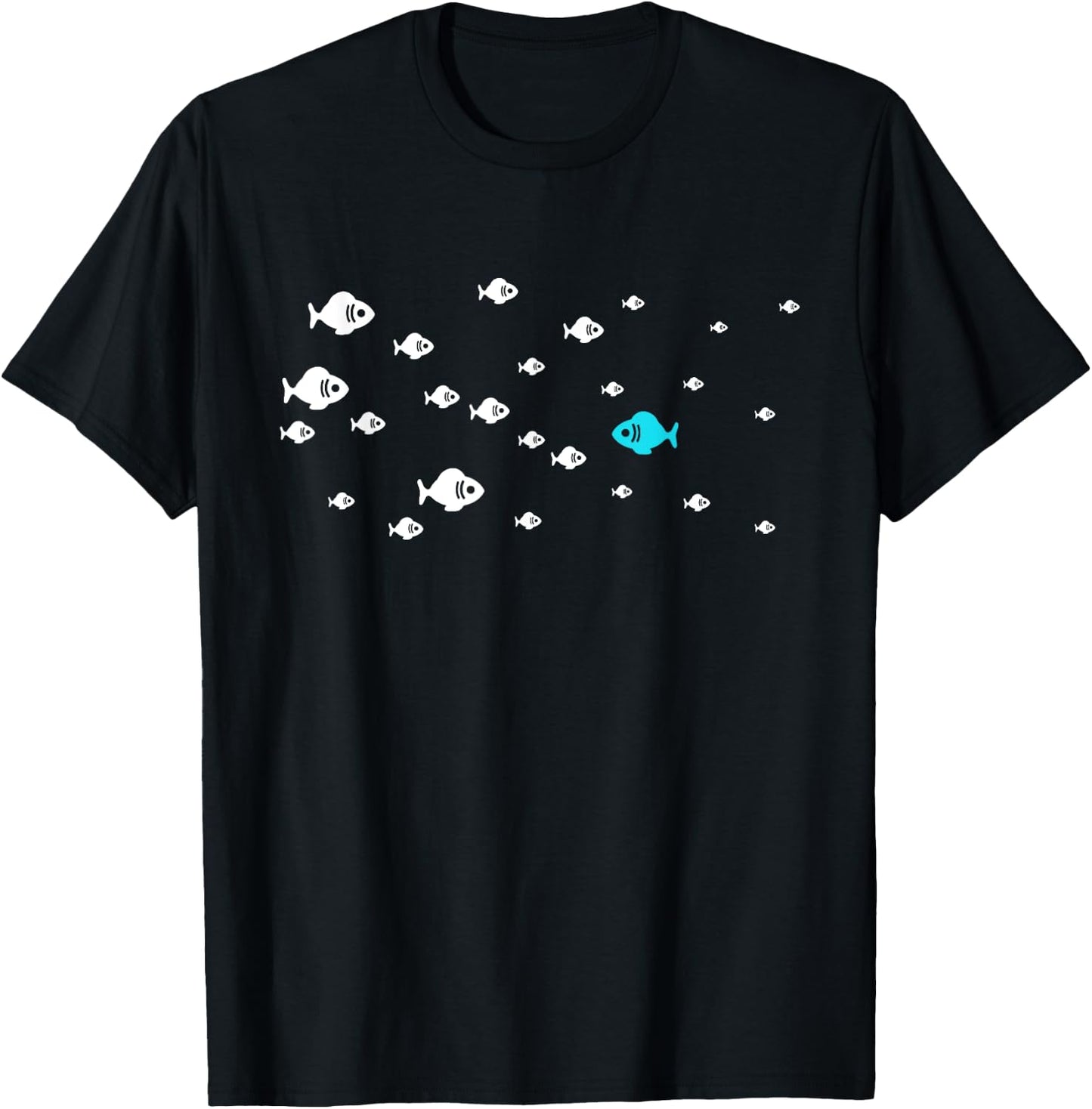 Fish Swim Against The Current In The Sea - Think Differently T-Shirt - T-Shirt | Black
