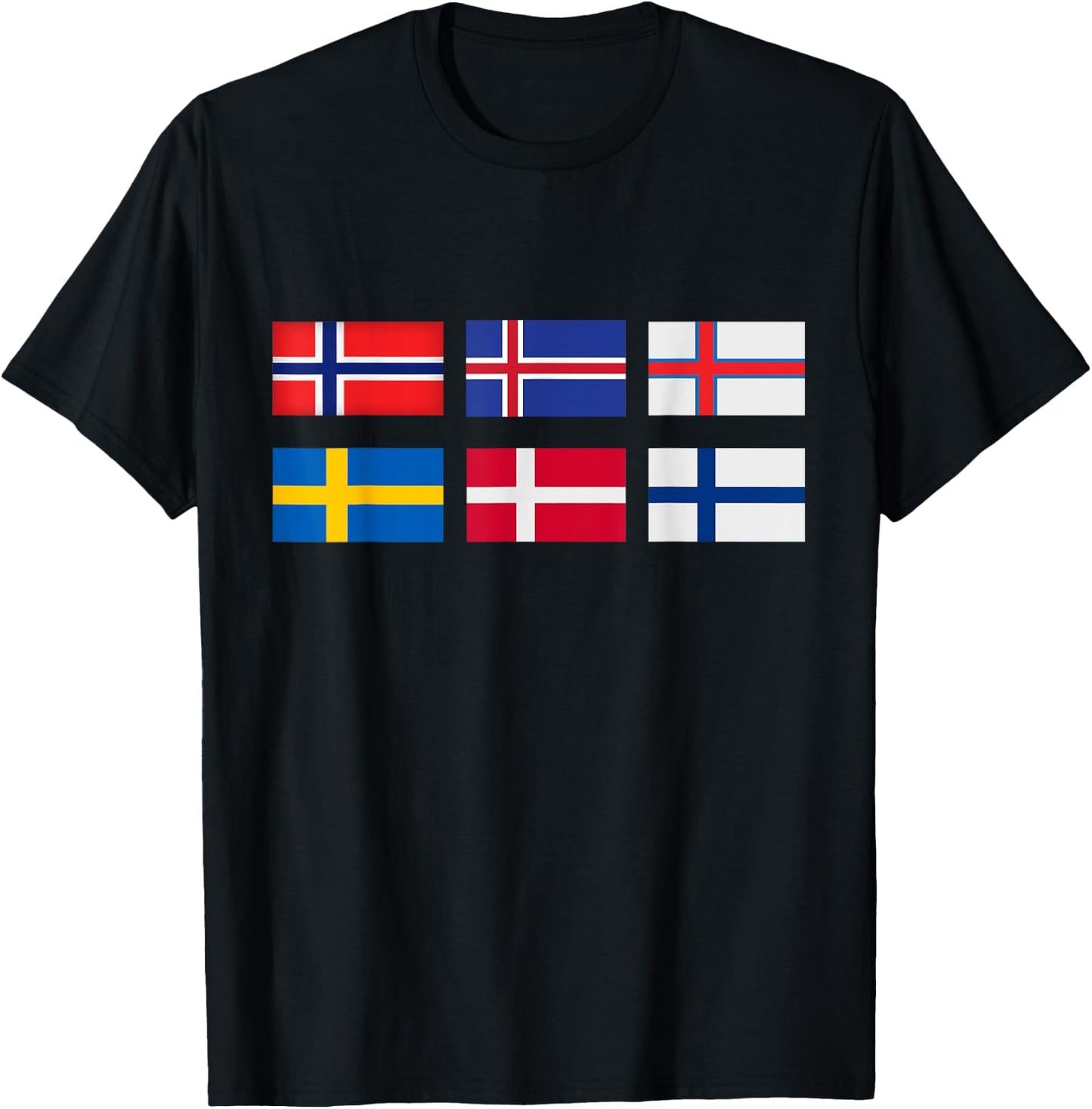 Scandinavia flag, the Nordic country's flag, Northern Europe T-Shirt - T-Shirt | Black