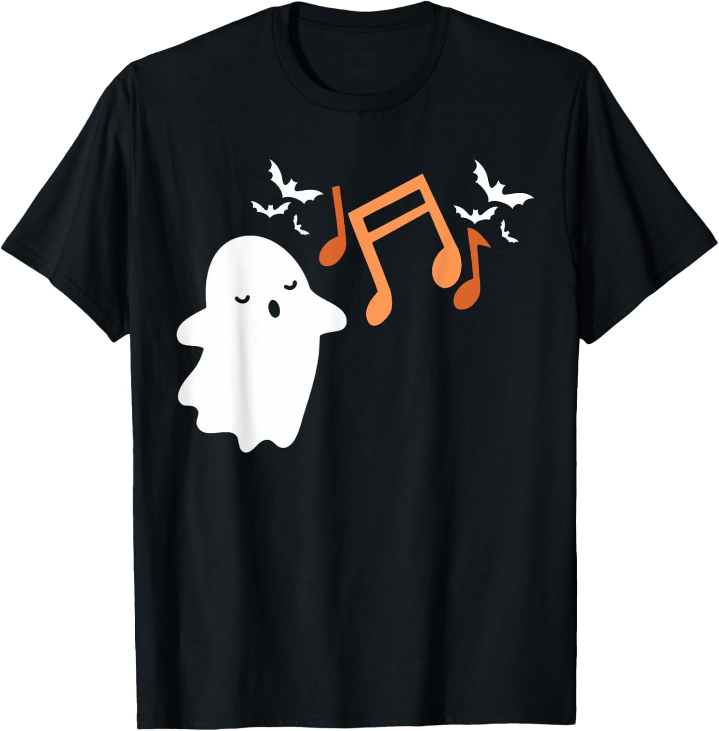 Halloween Music Note Ghost Teacher Fall Musical Instrument T-Shirt - T-Shirt | Black