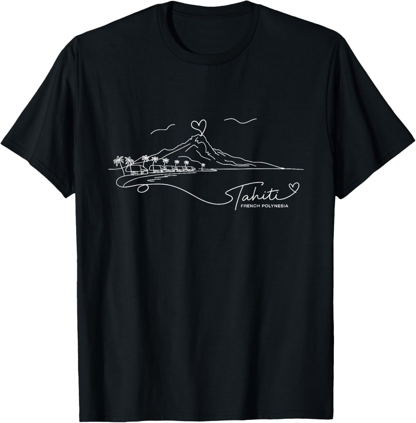 Tahiti French Polynesia Signature Heart Art Souvenir T-Shirt - T-Shirt | Black