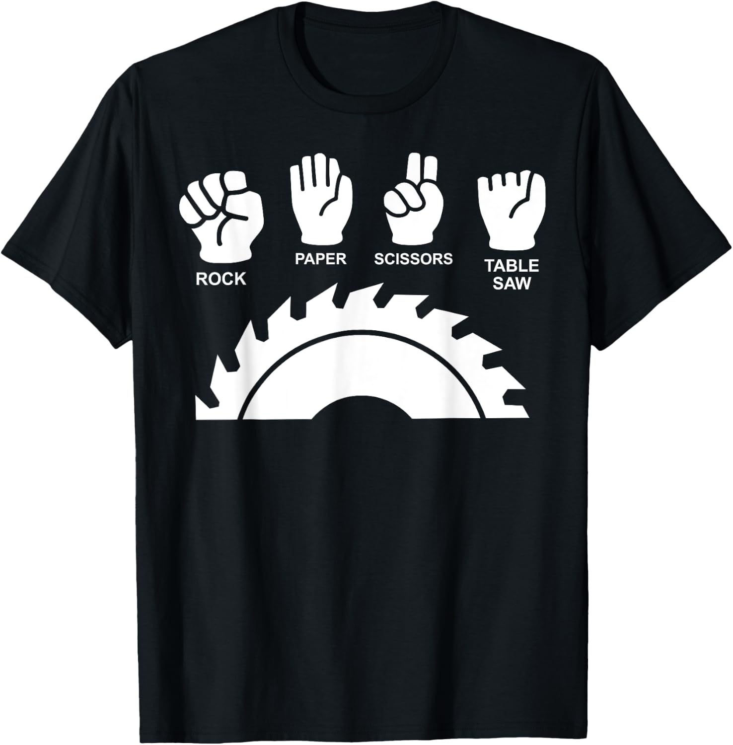 Woodworking Novelty Carpenter Rock Paper Scissor Table Saw T-Shirt - T-Shirt | Black