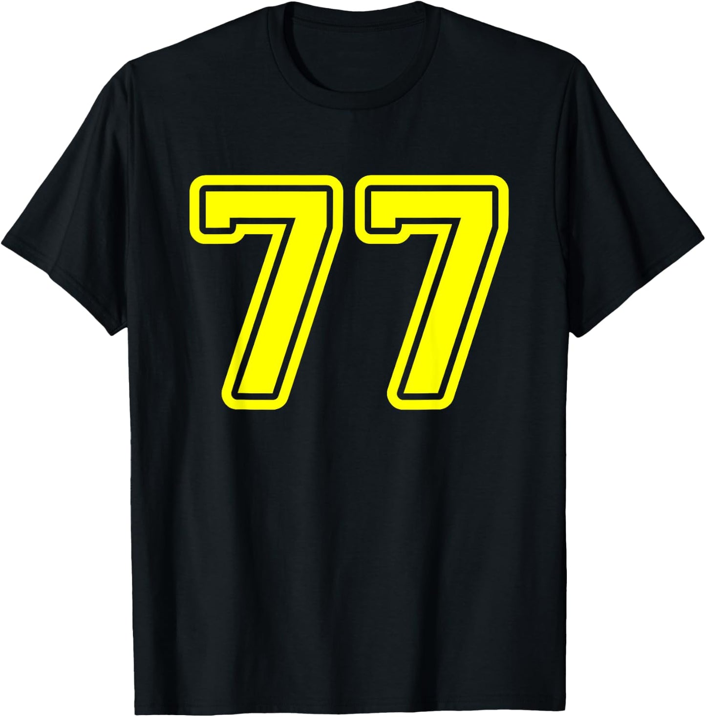 Number #77 Yellow Sports Team Number 77 T-Shirt - T-Shirt | Black