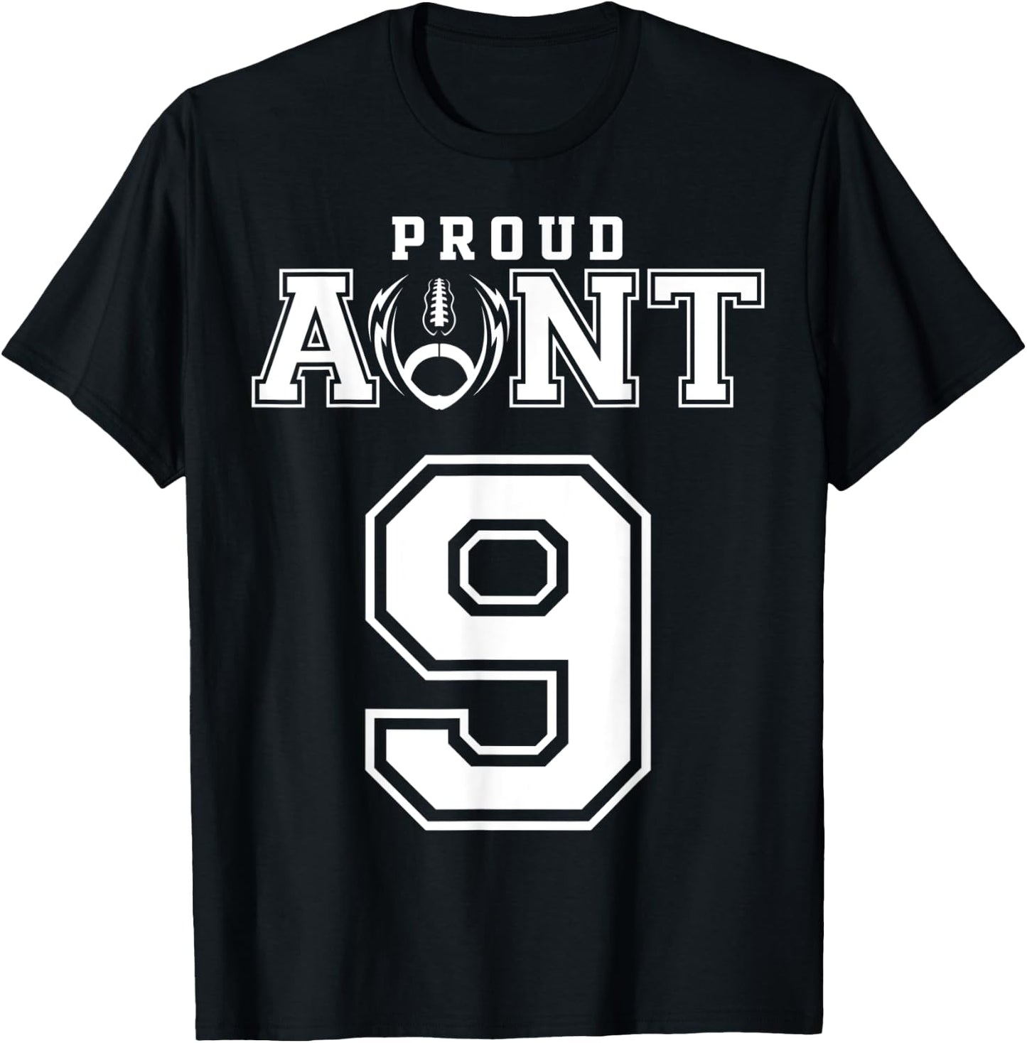 Custom Proud Football Aunt Number 9 Personalized T-Shirt - T-Shirt | Black