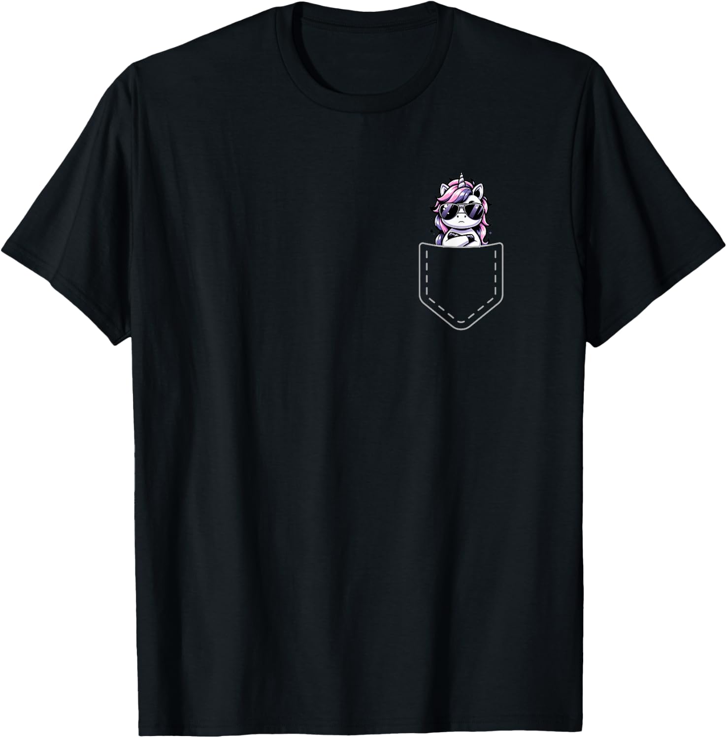 Kawaii Anime Pocket Unicorn Kids T-Shirt - T-Shirt | Black