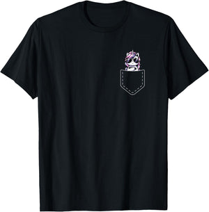 Kawaii Anime Pocket Unicorn Kids T-Shirt - T-Shirt | Black