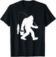 Bigfoot Fishing Shirt Funny Sasquatch and Fish T-Shirt - T-Shirt | Black