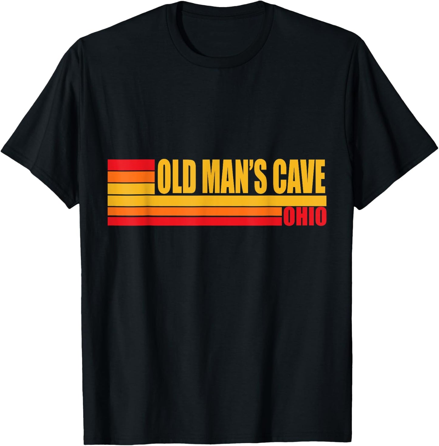 Red Retro Vintage Old Man's Cave Ohio OH City Town Area T-Shirt - T-Shirt | Black