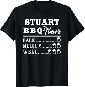 Stuart BBQ Timer Beer Drinking Funny Grilling Master T-Shirt - T-Shirt | Black