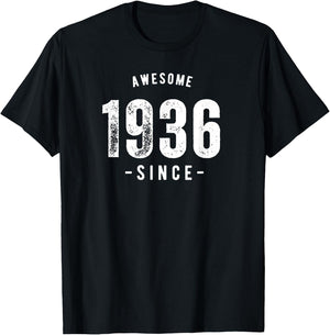 Awesome Since 1936, Born In 1936 Vintage Retro Birthday T-Shirt - T-Shirt | Black