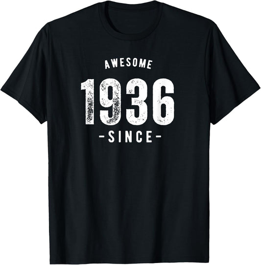 Awesome Since 1936, Born In 1936 Vintage Retro Birthday T-Shirt - T-Shirt | Black