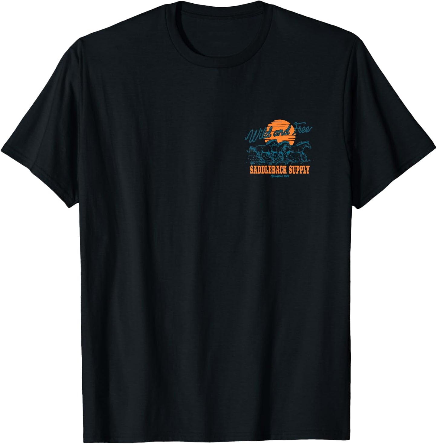 Saddleback Wild and Free Horses Logo Lightweight Graphic T-Shirt - T-Shirt | Black