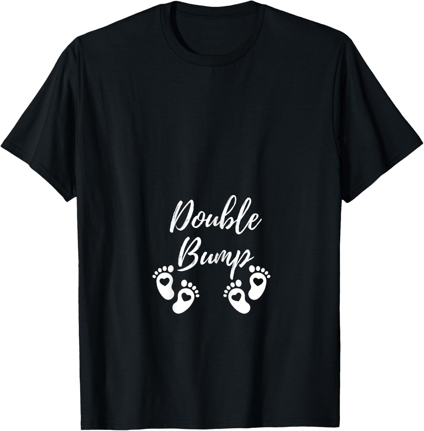 Maternity Top Double Bump Twin Pregnancy Announcement T-Shirt - T-Shirt | Black