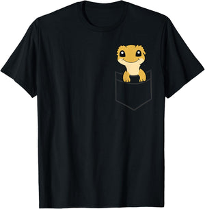 Crested Gecko In a Pocket Funny Pocket Crested Gecko T-Shirt - T-Shirt | Black