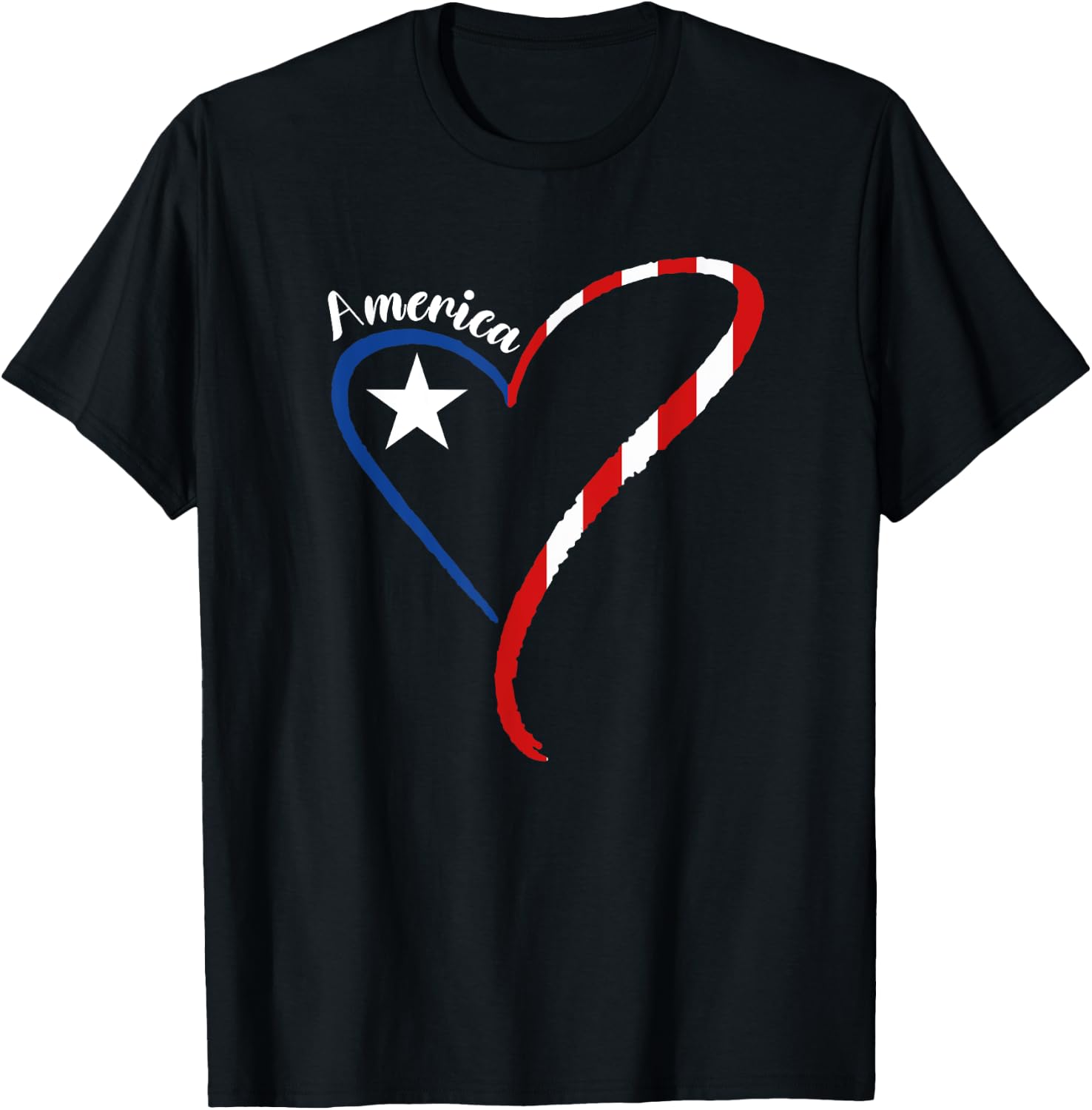 America Heart American Flag 4th of July USA Patriotic Men T-Shirt - T-Shirt | Black
