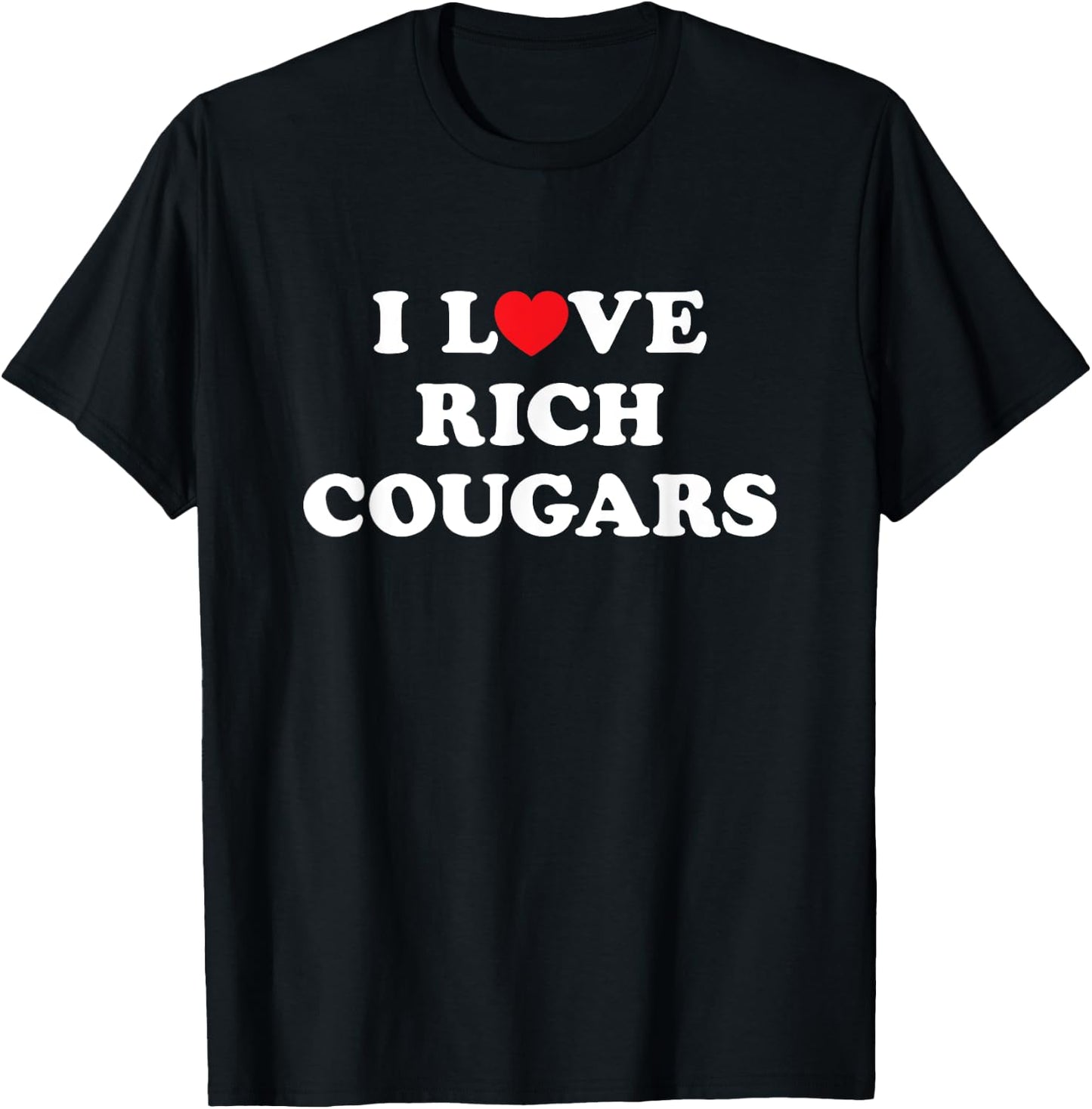 I Love Heart Rich Cougars T-Shirt - T-Shirt | Black