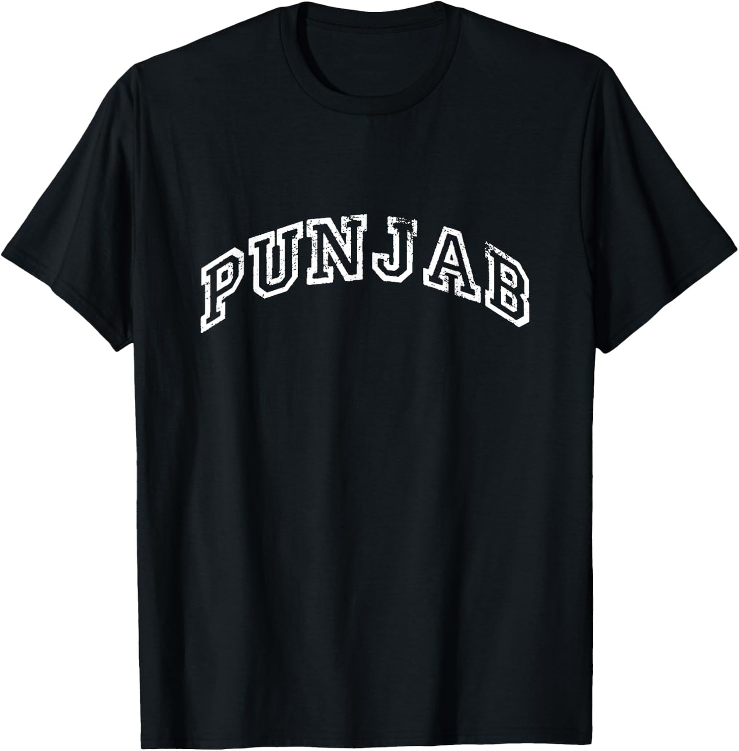 Punjab Minimalist Vintage Inspired Retro Varsity Style T-Shirt - T-Shirt | Black