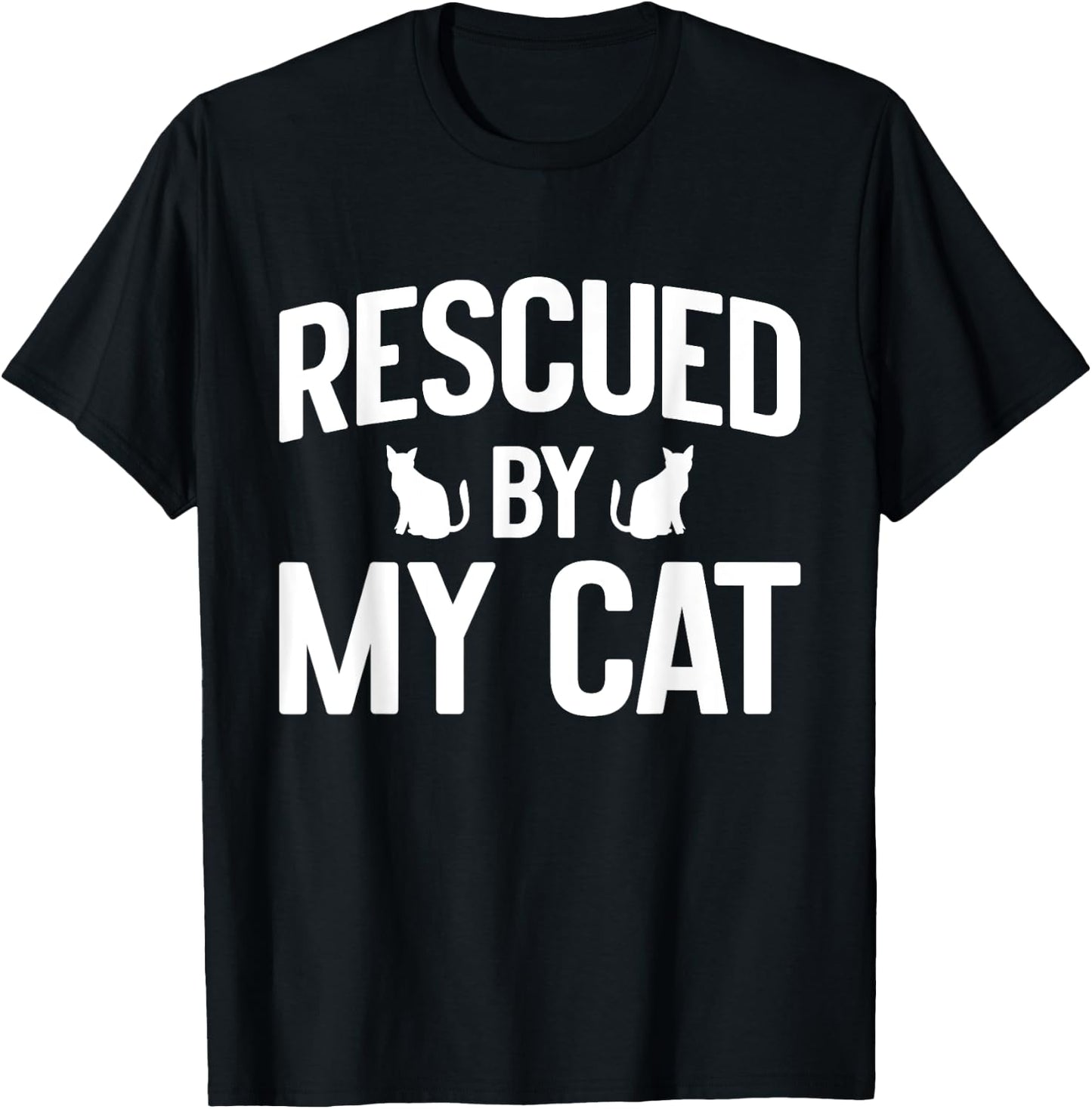 Rescued by My Cat Mom Men Women T-Shirt - T-Shirt | Black