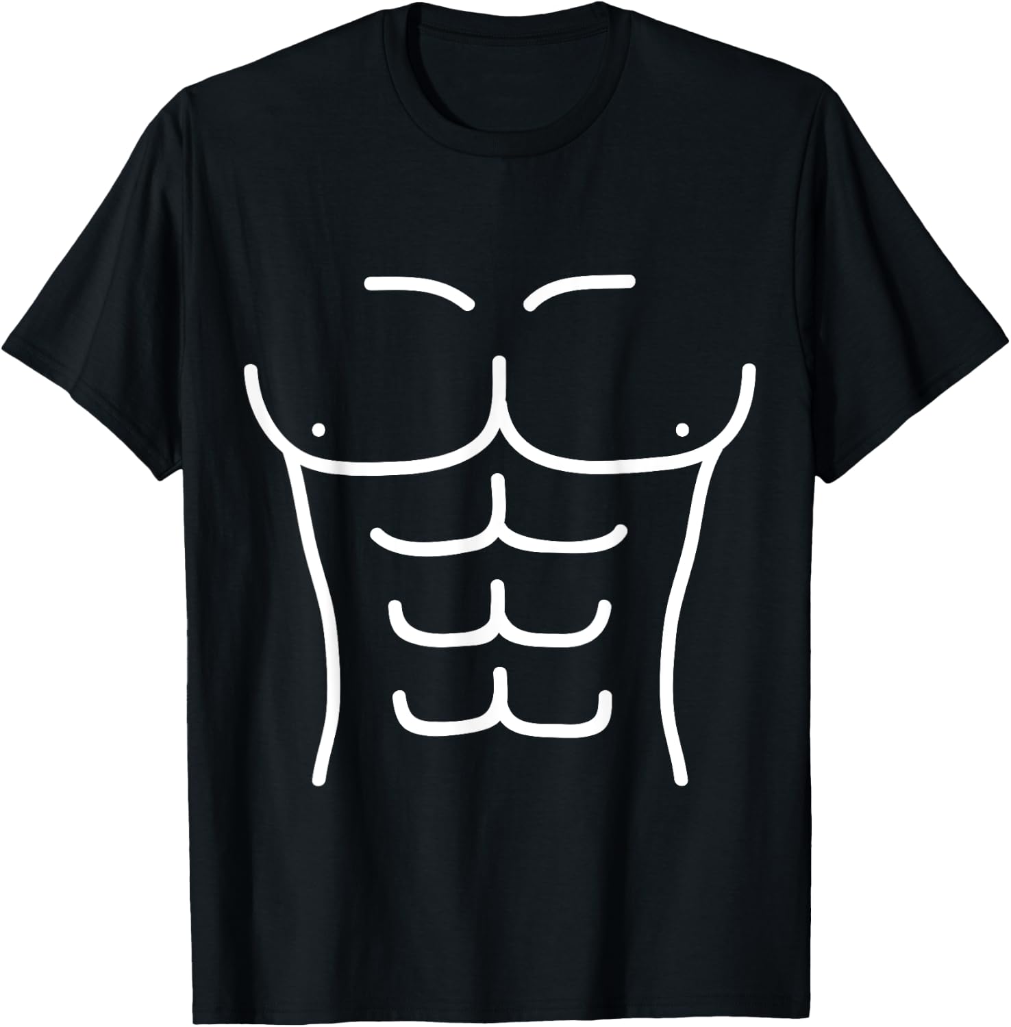 Funny Six-Pack Abs Outline Fitness Design T-Shirt - T-Shirt | Black