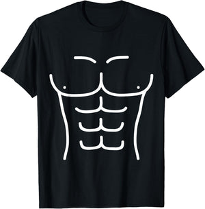 Funny Six-Pack Abs Outline Fitness Design T-Shirt - T-Shirt | Black