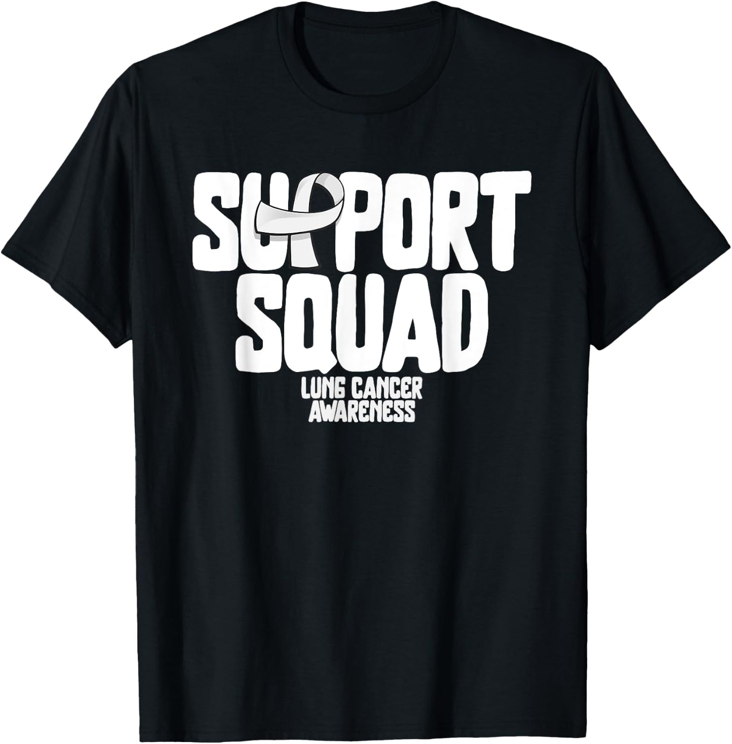 Lung Cancer Shirts Support Squad Lung Cancer Awareness T-Shirt - T-Shirt | Black