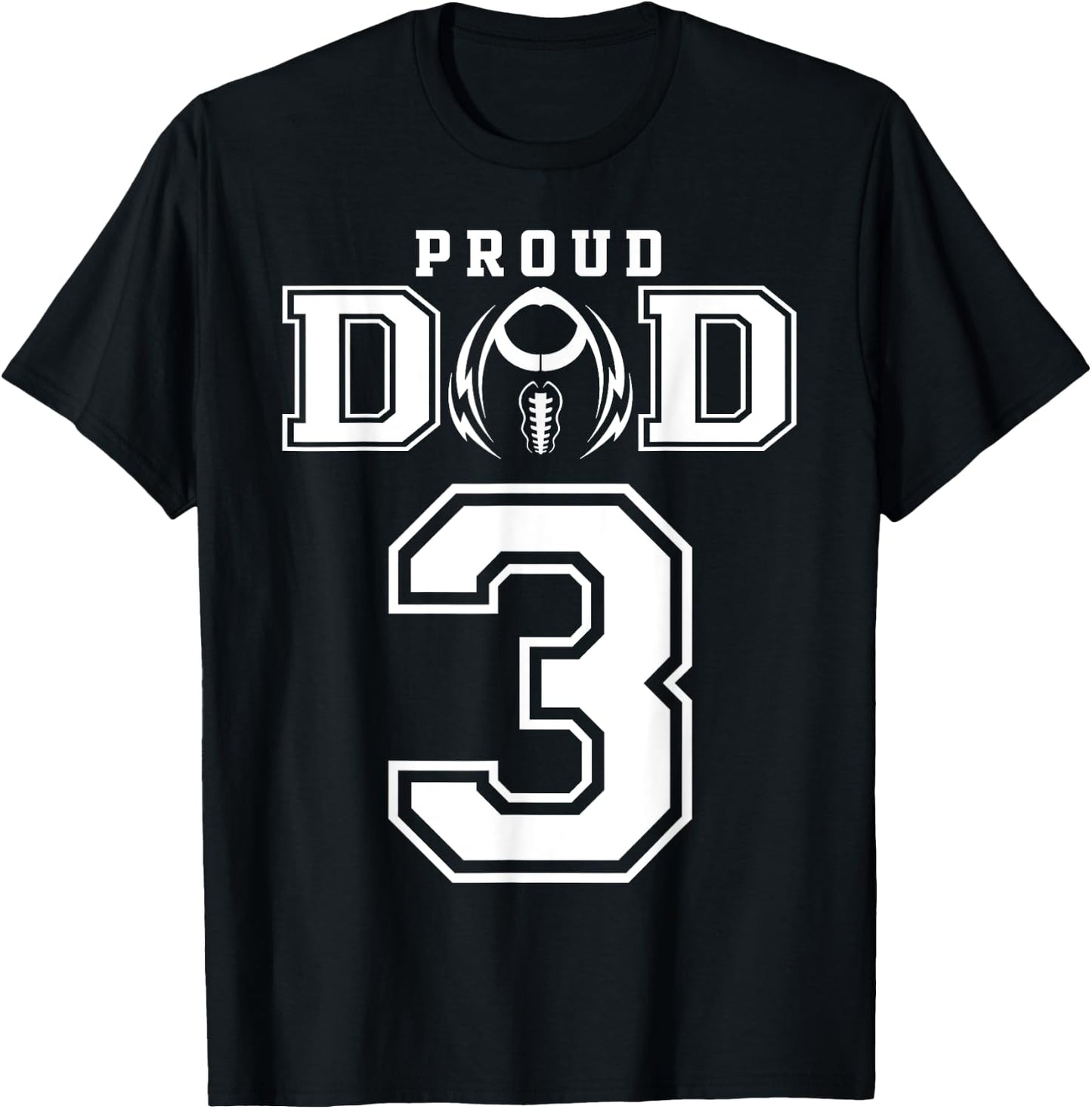Custom Proud Football Dad Number 3 Personalized T-Shirt - T-Shirt | Black