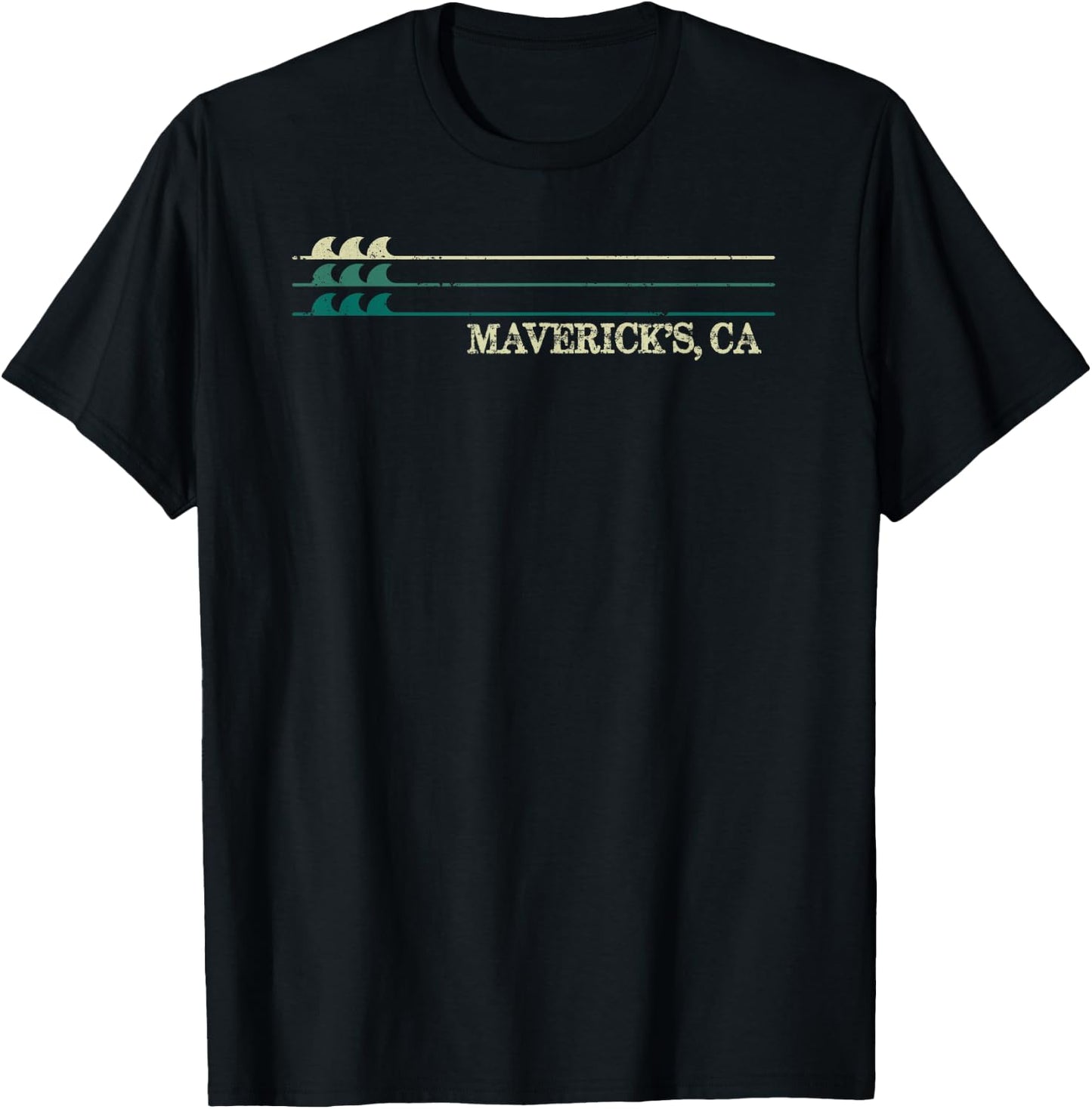 Maverick's California Break Surfing Retro Wave T-Shirt - T-Shirt | Black