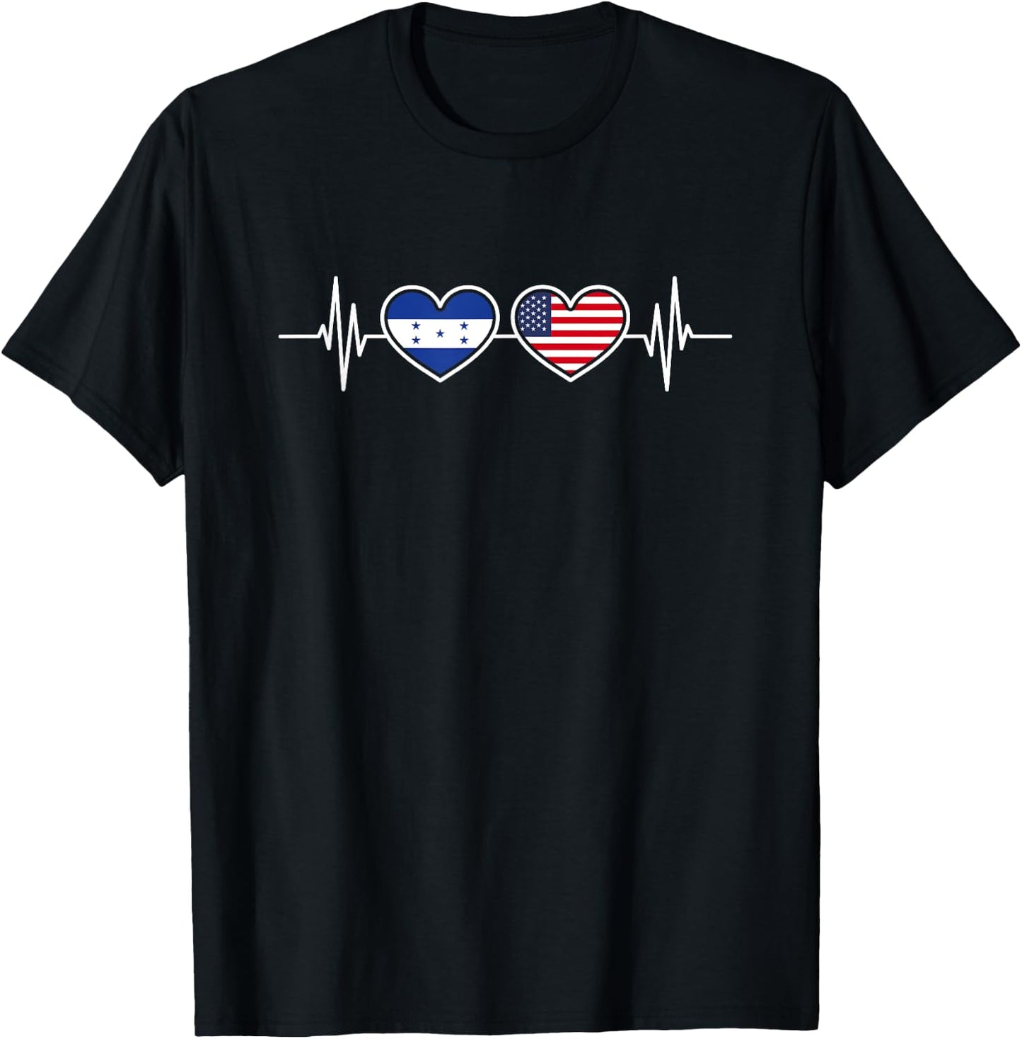 Honduras USA Heartbeat Honduran American Flag Honduras Flag Men T-Shirt - T-Shirt | Black