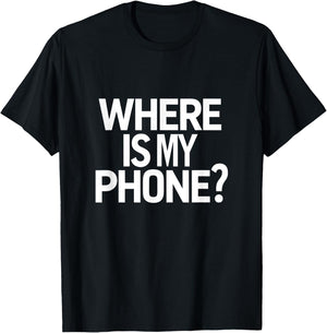 Funny Lost Phone Lost It Again Graphic T-Shirt - T-Shirt | Black