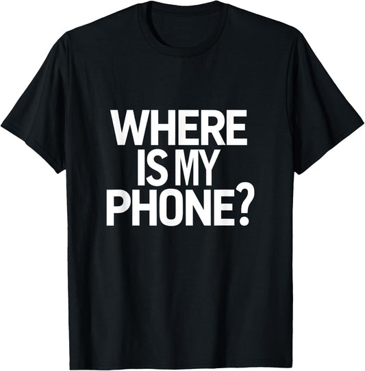 Funny Lost Phone Lost It Again Graphic T-Shirt - T-Shirt | Black