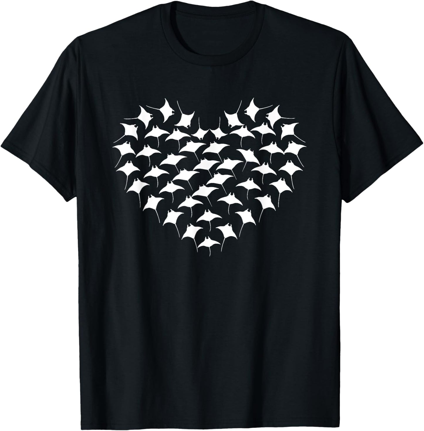 Great Stingrays Heart Design Ocean Diving Manta Ray T-Shirt - T-Shirt | Black