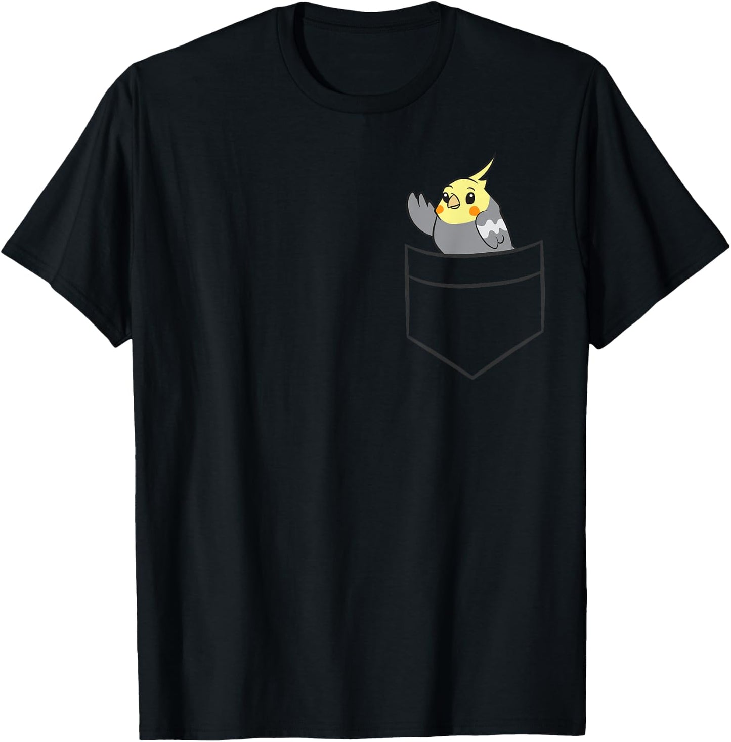 Cockatiel In a Pocket Cute Pocket Cockatiel T-Shirt - T-Shirt | Black