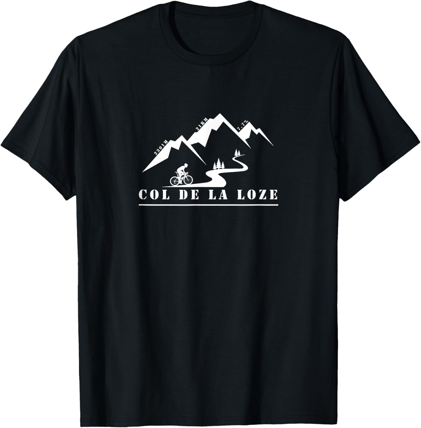 Col de la Loze Bicycle Bike France Tour Alps T-Shirt - T-Shirt | Black