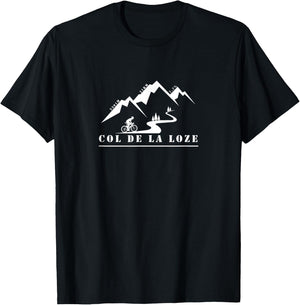 Col de la Loze Bicycle Bike France Tour Alps T-Shirt - T-Shirt | Black