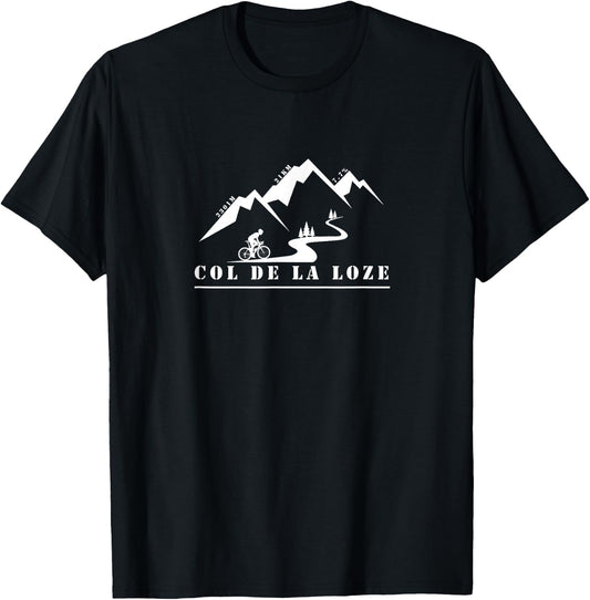 Col de la Loze Bicycle Bike France Tour Alps T-Shirt - T-Shirt | Black